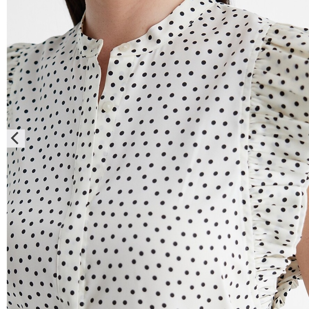 Express Polka Dot Flutter Sleeve Button Up Gramer… - image 2